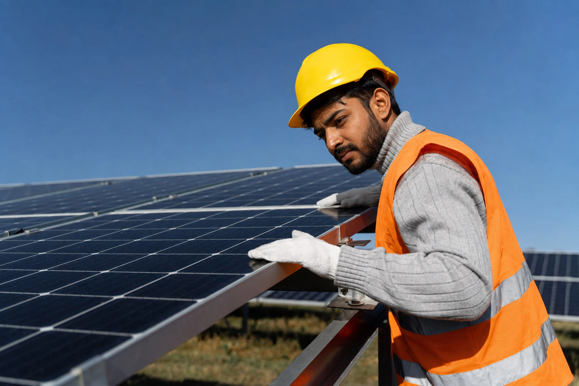 Solar panels installed on a modern rooftop
